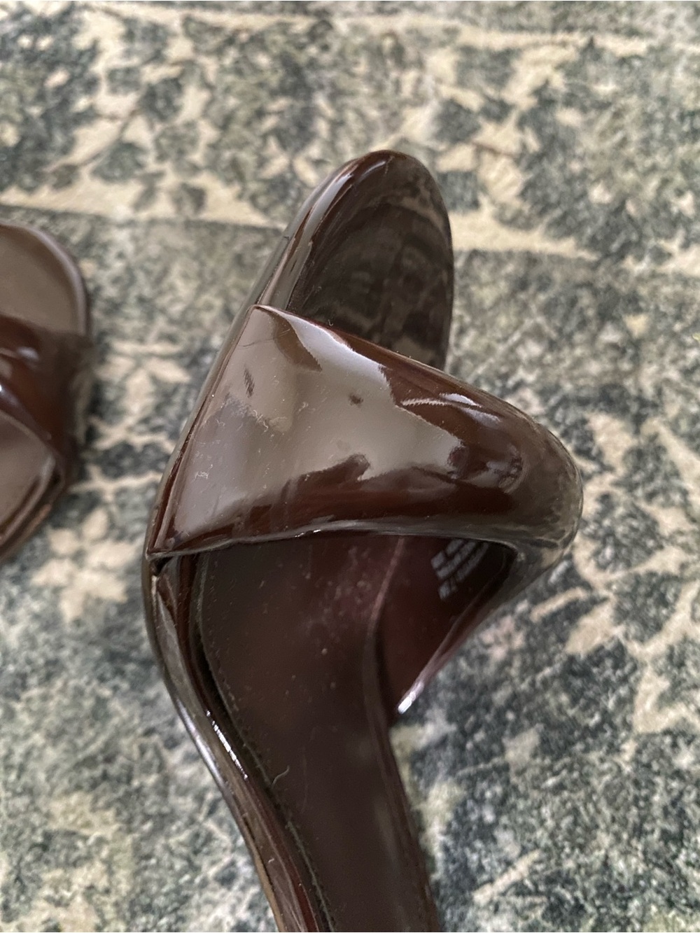 Steve Madden women’s chocolate brown glossy heeled sandals 7.5 - Picture 6 of 6